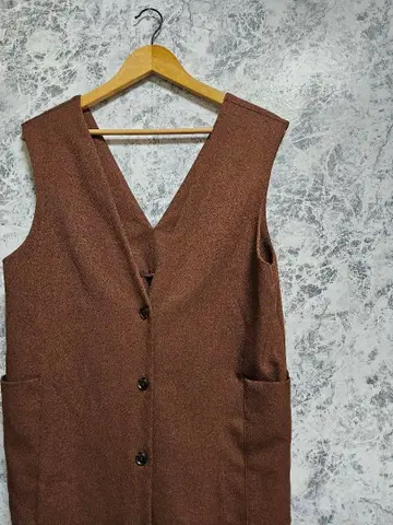 [ RIVE DROITE ] V넥 베스트 원피스 롱 오버롤 스커트