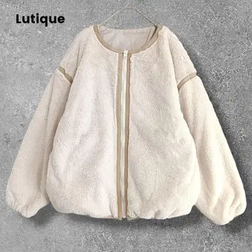 컨디션 최상 리버서블 퍼 블루종 퀼팅 아우터 노카라