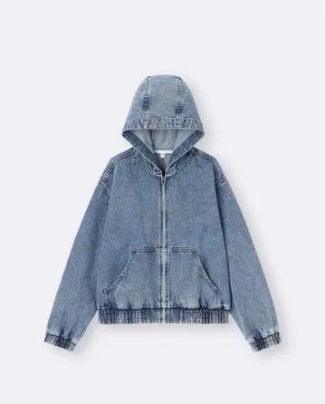 라이트 블루 후드 부착 데님 자켓