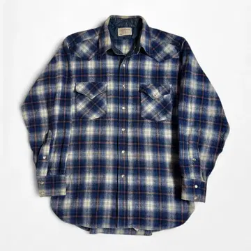 70s PENDLETON 웨스턴 옴브레 울 체크 셔츠