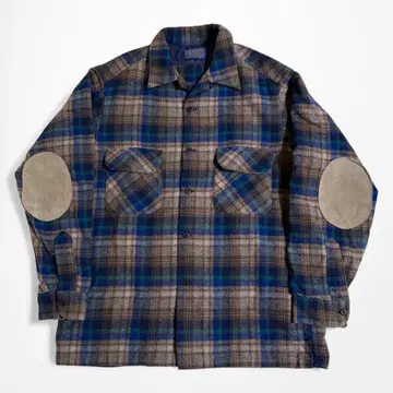 70s PENDLETON 오픈 카라 체크 보트 셔츠