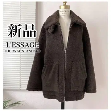 [ 새상품 ] L'ESSAGE 토스카나 보아 블루종 스탠드 카라 퍼 코트