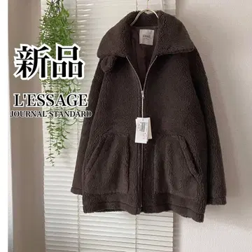 [ 새상품 ] L'ESSAGE 토스카나 보아 블루종 스탠드 카라 퍼 코트