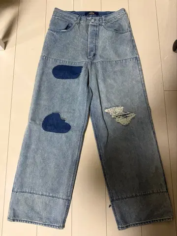 리메이크 가공 와이드 레그 데님