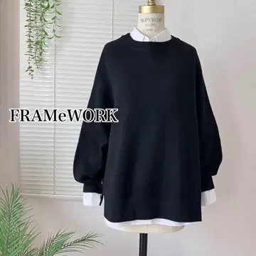[ 2024AW ] FRAMeWORK 래글런 슬리브 와이드 풀오버 블랙