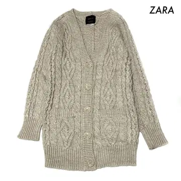 ZARA 자라 케이블 니트 긴팔 가디건 베이지