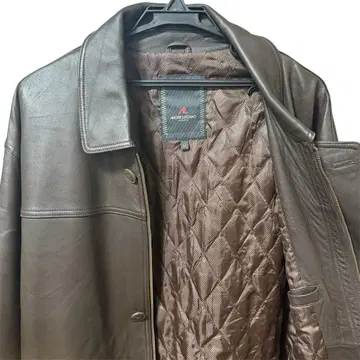 브라운 퀼팅 램 가죽(양가죽) 코트