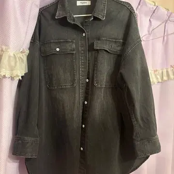 새상품급 헬시 데님 아몬드 오버 데님 셔츠 루즈핏 블랙 검정