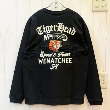 새상품 호랑이 타이거 헤드 아메카지 바이커 긴팔 롱T 블랙 XL 사이즈