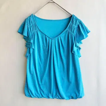 새상품급 핑키&다이앤 여성용 블라우스 프렌치 슬리브 38 블루