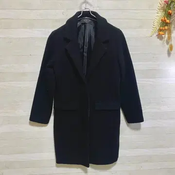 BEAMS LIGHTS 해리스 트위드 체스터 코트 블랙 M 울 100%