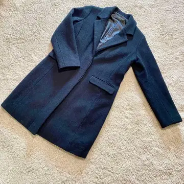 BEAMS LIGHTS 해리스 트위드 체스터 코트 블랙 M 울 100%