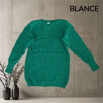 BLANCE 여성용 울 스웨터 그린 심플