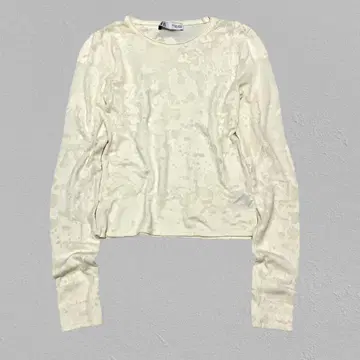 ZARA 자라 자카드 직물 시어 긴팔 티셔츠 Y2K 여성용 S