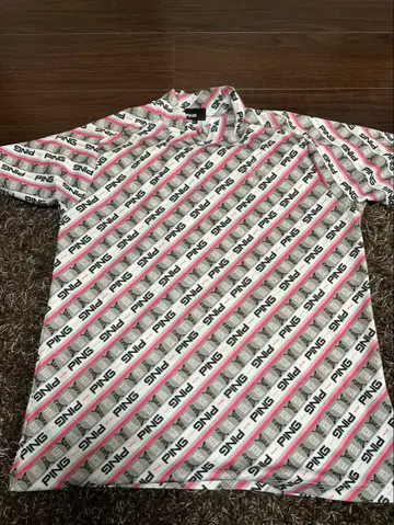 PING 골프 셔츠 LL 화이트/핑크/그레이