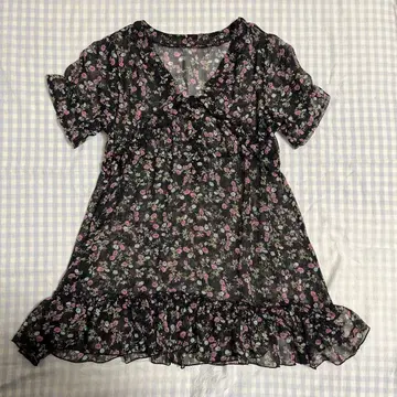 꽃무늬 프릴 반팔 튜닉 시어 모리걸 페어리 그런지 y2k