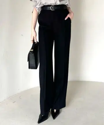 anuans 더블 새틴 스트레이트 팬츠 블랙 M 사이즈