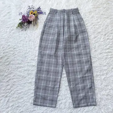 새상품급*레이 카즌 테이퍼드 팬츠 뒷밴딩 캐주얼 체크 무늬 그레이 계열