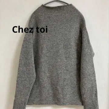 Chez toi 셰트와 울 100% 그레이 스웨터