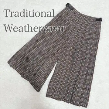 새상품급 트래디셔널 웨더웨어 와이드 팬츠 플리츠 체크 벨트 포함