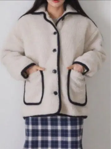 OHOTORO 보아 코트 보아 자켓 아이보리