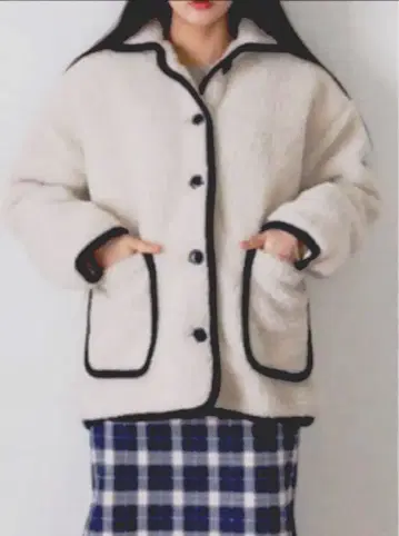 OHOTORO 보아 코트 보아 자켓 아이보리