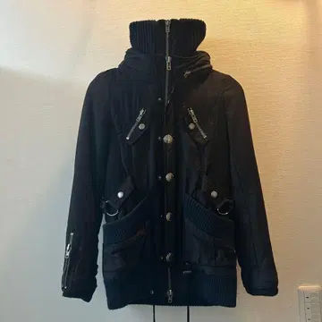 y2k 시크 스타일 블랙 모즈 코트 더블 지퍼