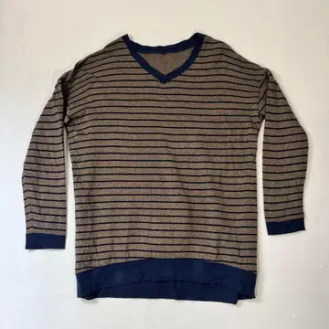 벨메종 데이즈 V넥 보더 니트 스웨터 롱티