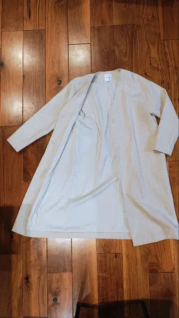 INDIVI 노카라 롱 코트 40 사이즈 그레이 베이지 그레이지