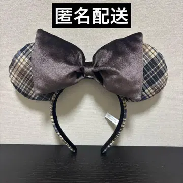 디즈니 머리띠 체크 무늬 브라운 리본 신상 브라운