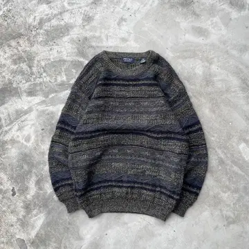 00s 스트라이프 패턴 크루넥 스웨터 니트 올 패턴 구제 의류