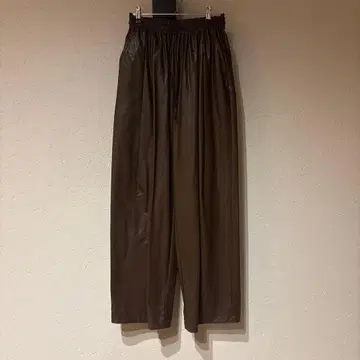 브라운 가죽풍 와이드 팬츠