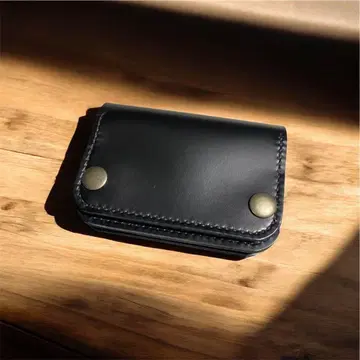 [ 소가죽 스무스 가죽 ] 미니 트래커 지갑 블랙