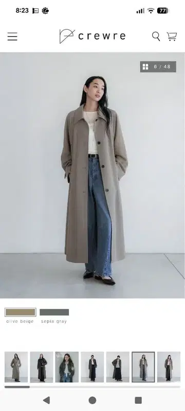 크루 레 드레이프 스텐카라 코트 사이즈 2