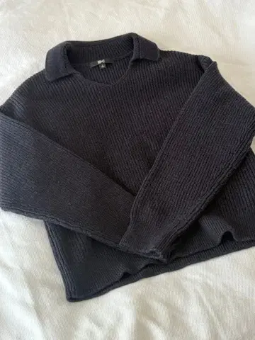 UNIQLO C 카라 부착 니트 스웨터 네이비 S 사이즈 고급 심플