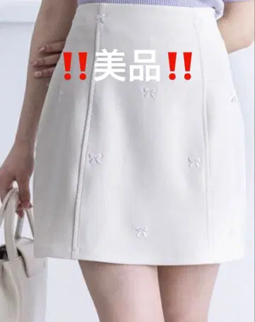 [ 새상품급 ] clear 리본 자수 숏 스커트