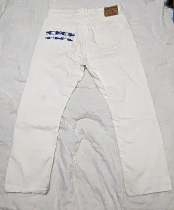 복숭아 타로 청바지 화이트 데님 W34