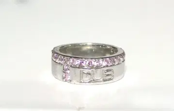 DUB 로고 핑크 스톤 반지