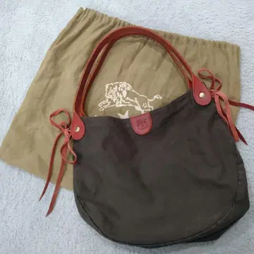 일비종떼 레드 캔버스 가죽 토트백 핸드백