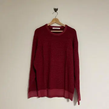 INTERMEZZO 버건디 니트 하운드투스 긴팔