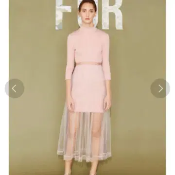 FURFUR 튤 콤비 골지 원피스