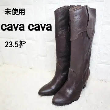 [ 미사용 ] cavacava 사바사바 롱 부츠 가죽 다크 브라운