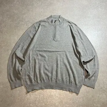 80s 90s L.L.Bean 코튼 니트 캐시미어 혼방 하프 지퍼