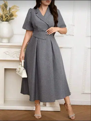 새상품 빅 사이즈 원피스 드레스 그레이 3XL 이상