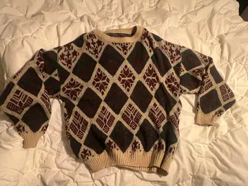 'Vintage argyle knit sweater'