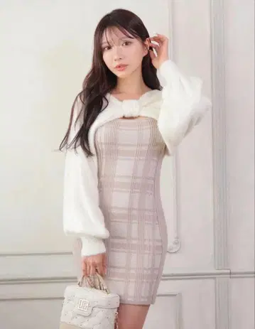 LIP SERVICE 리본 페더 앙상블 니트 원피스