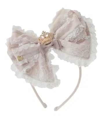 LIZLISA 도리 레이스 리본 머리띠 핑크