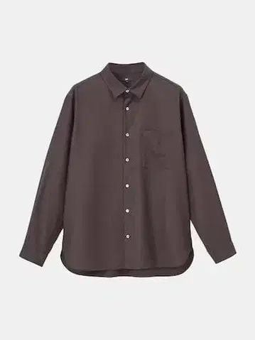 PLST 레이온 블렌드 레귤러 카라 셔츠 다크 브라운 M