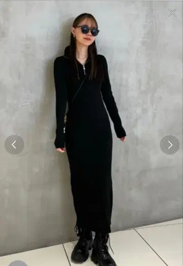 [ y/m by 이시다 에나 하프 ZIP 리브 니트 롱 원피스 ]