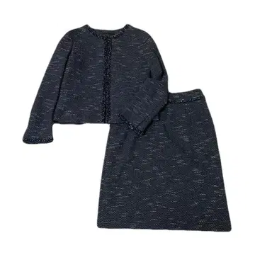 컨디션 최상 유나이티드 애로우즈 트위드 정장 세트 노카라 스커트